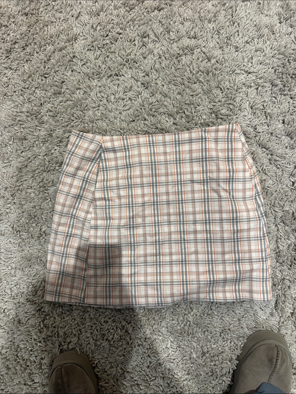 Urban Outfitters Peach and Blue Plaid Mini Skirt